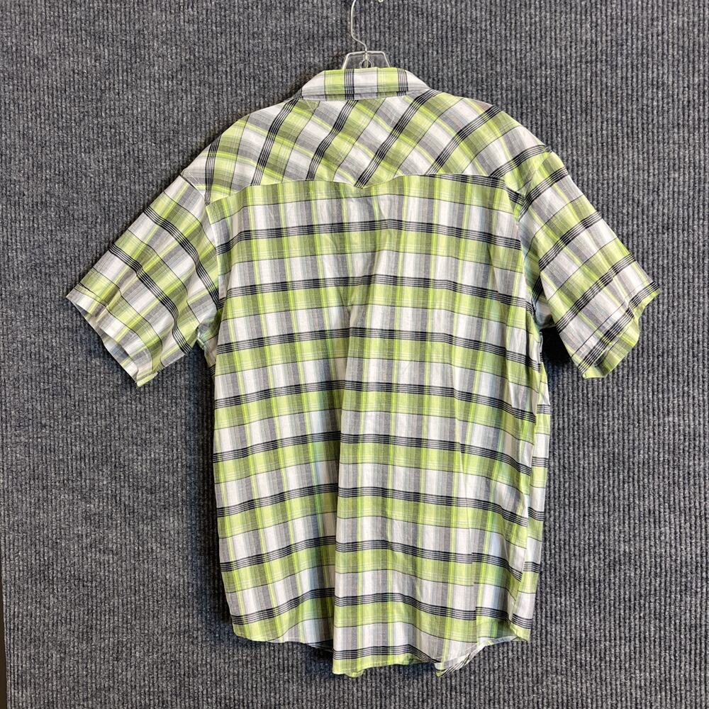 Sporty Plaid Short-Sleeve Dress Shirt - Lime/Gray - Picture 2 of 7